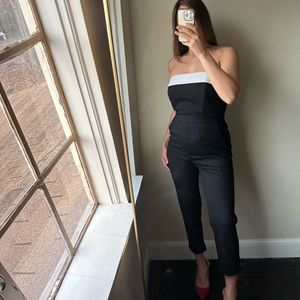 White House Black Market Black and White Jumpsuit
